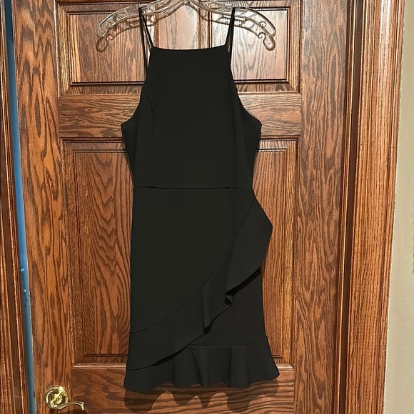 Lulus Dresses & Skirts - Lulus black ruffle wrap style dress Large